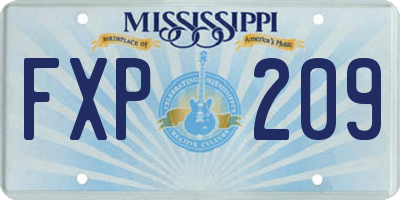 MS license plate FXP209