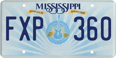 MS license plate FXP360