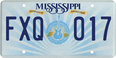 MS license plate FXQ017