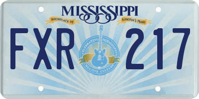 MS license plate FXR217