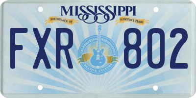 MS license plate FXR802
