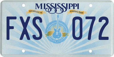 MS license plate FXS072