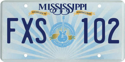 MS license plate FXS102