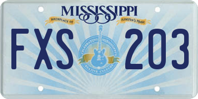 MS license plate FXS203