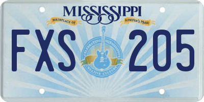 MS license plate FXS205