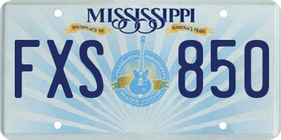 MS license plate FXS850