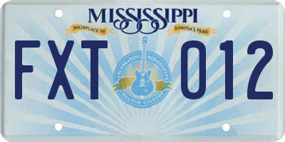 MS license plate FXT012