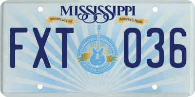 MS license plate FXT036