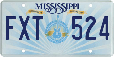 MS license plate FXT524
