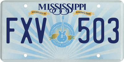 MS license plate FXV503