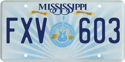 MS license plate FXV603