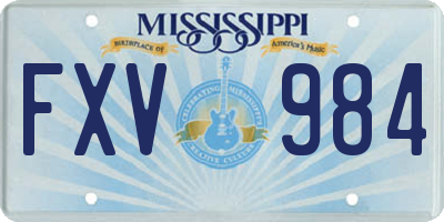 MS license plate FXV984