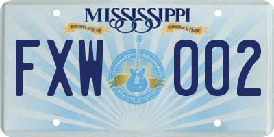 MS license plate FXW002