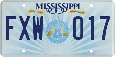 MS license plate FXW017