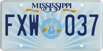MS license plate FXW037
