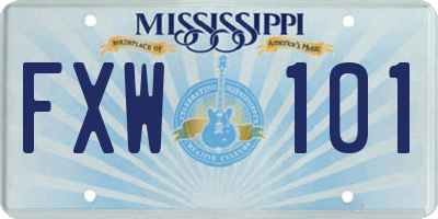 MS license plate FXW101
