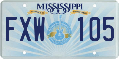 MS license plate FXW105