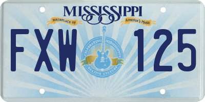 MS license plate FXW125