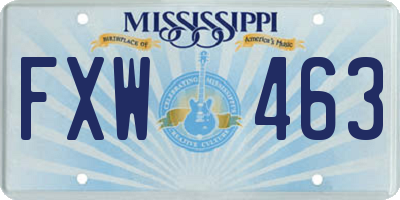MS license plate FXW463