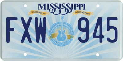 MS license plate FXW945