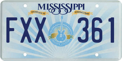 MS license plate FXX361