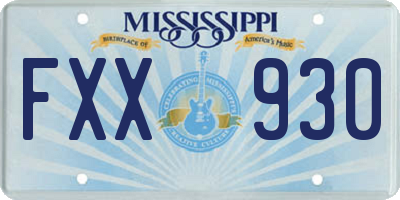 MS license plate FXX930