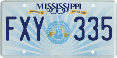 MS license plate FXY335