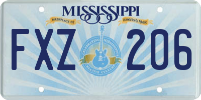 MS license plate FXZ206