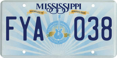 MS license plate FYA038