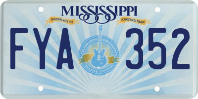 MS license plate FYA352