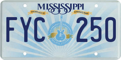 MS license plate FYC250