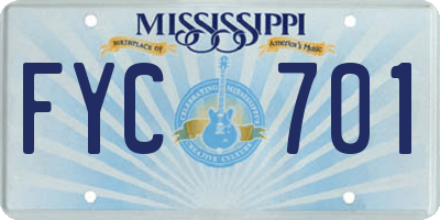 MS license plate FYC701
