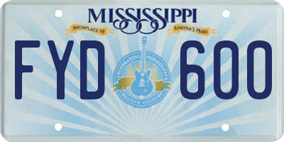 MS license plate FYD600