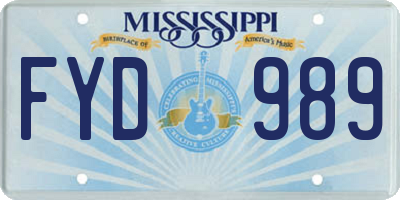 MS license plate FYD989