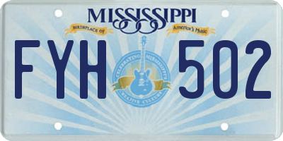 MS license plate FYH502