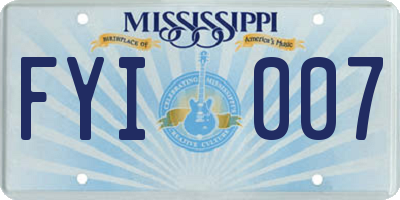 MS license plate FYI007