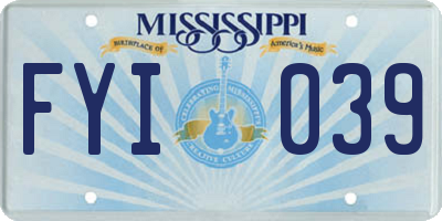 MS license plate FYI039