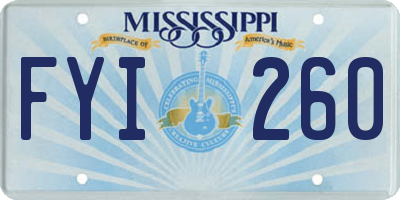 MS license plate FYI260
