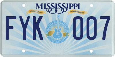 MS license plate FYK007