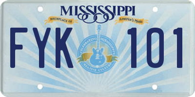 MS license plate FYK101