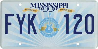MS license plate FYK120