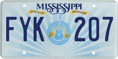 MS license plate FYK207