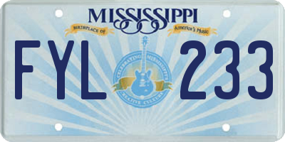 MS license plate FYL233