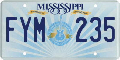 MS license plate FYM235