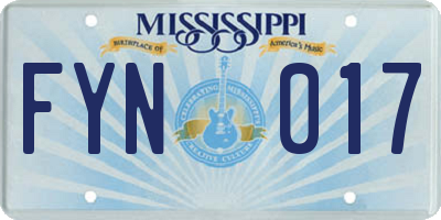 MS license plate FYN017