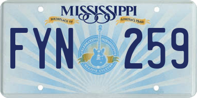 MS license plate FYN259