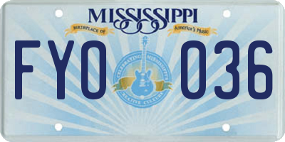 MS license plate FYO036