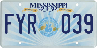 MS license plate FYR039