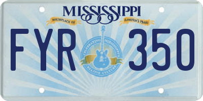 MS license plate FYR350