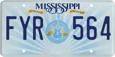 MS license plate FYR564
